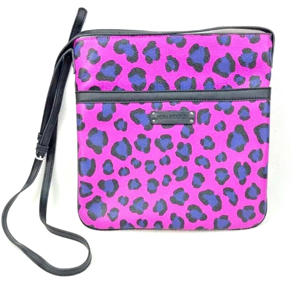 Vera Bradley rare crossbody purple leopard animal print vegan leather